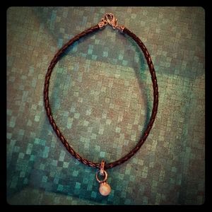 Pearl and leather necklace